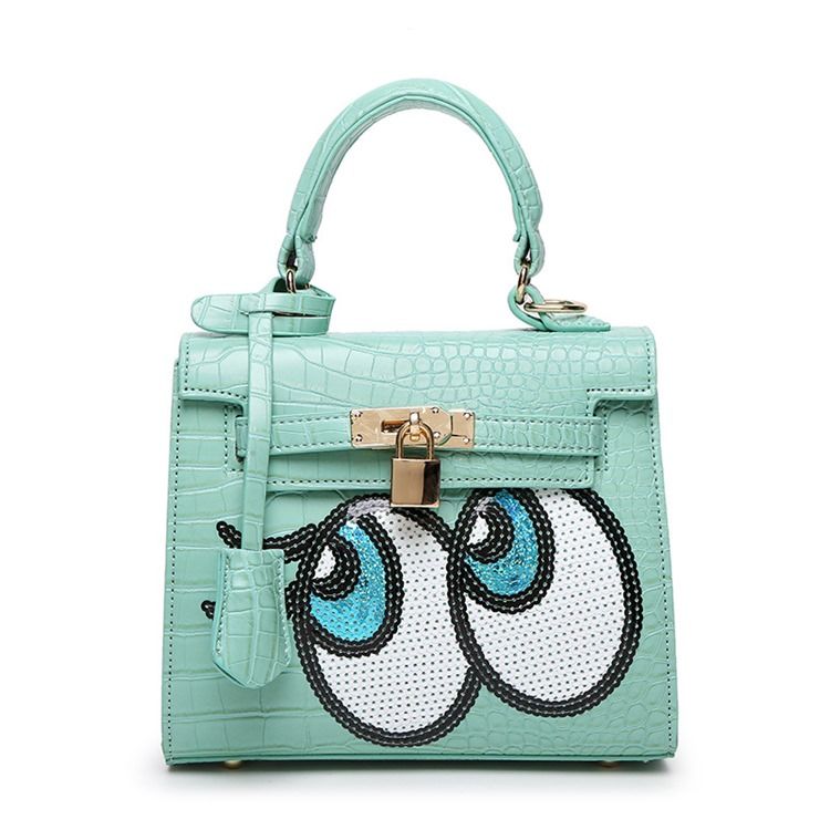 Bolsa Feminina Com Padrão De Desenho Animado Em Relevo Croco