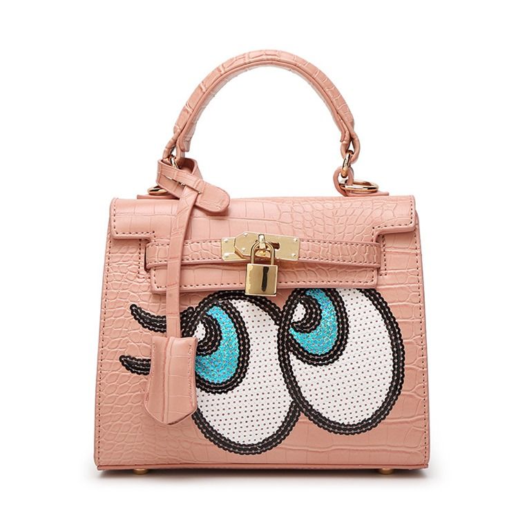 Bolsa Feminina Com Padrão De Desenho Animado Em Relevo Croco