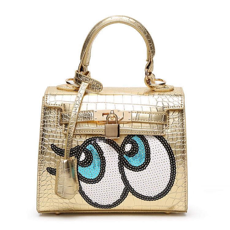 Bolsa Feminina Com Padrão De Desenho Animado Em Relevo Croco