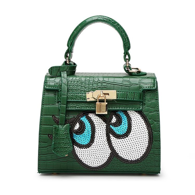 Bolsa Feminina Com Padrão De Desenho Animado Em Relevo Croco