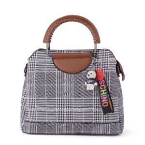 Bolsa Feminina Com Zíper Em Formato De Concha Xadrez