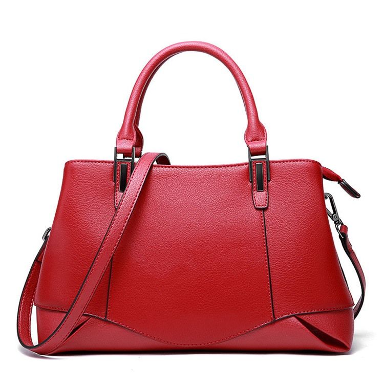 Bolsa Feminina De Couro Liso Com Zíper