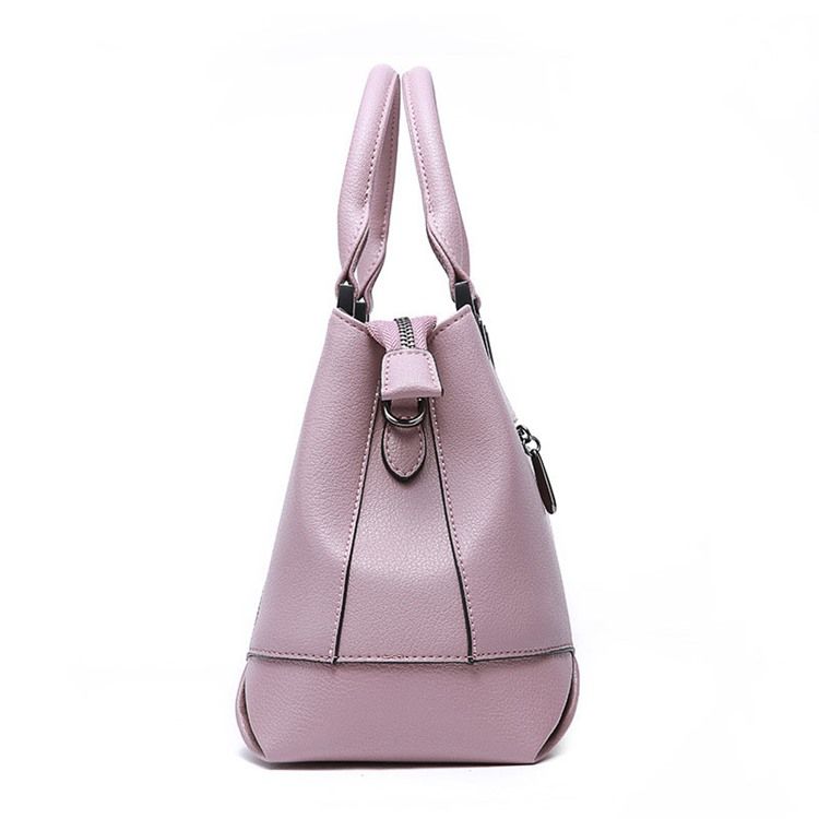 Bolsa Feminina De Couro Liso Com Zíper