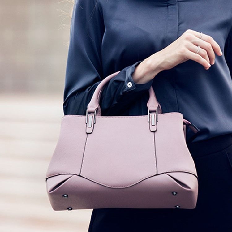 Bolsa Feminina De Couro Liso Com Zíper