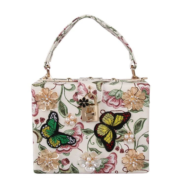 Bolsa De Mão Com Bordados Florais 3d Estilosa