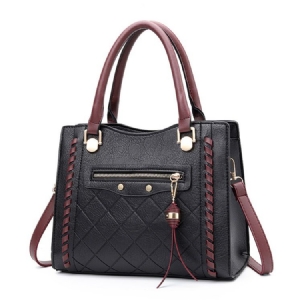 Bolsa De Mão Quadrada Com Forro Acolchoado De Pu Xadrez