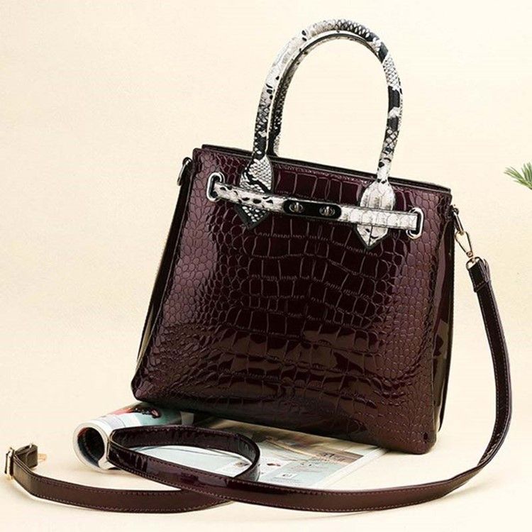 Bolsa De Mão Quadrada De Fio De Jacaré Pu