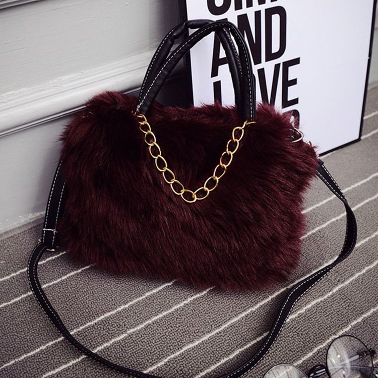 Bolsa De Pelúcia Estilo Coreano Em Cor Sólida