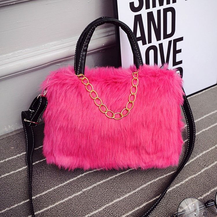 Bolsa De Pelúcia Estilo Coreano Em Cor Sólida