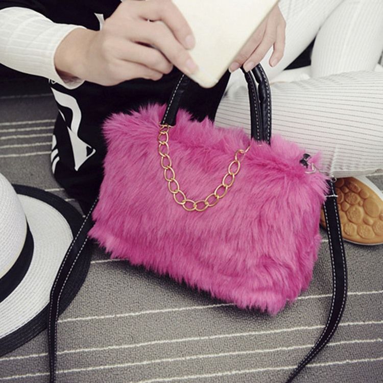 Bolsa De Pelúcia Estilo Coreano Em Cor Sólida