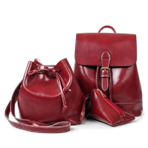 Bolsas De Couro Ceroso Vintage Draw String (3 Bolsas)