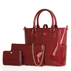 Bolsas De Couro Envernizado Decoradas Com Cinto Legal (3 Bolsas)