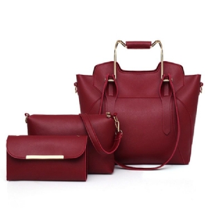 Conjunto De Bolsa Flexível De Pu Simples E Casual