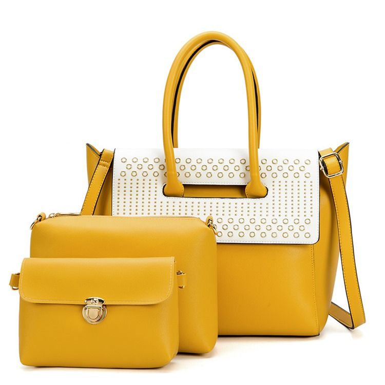 Conjunto De Bolsa De Patchwork De Pu De Primavera