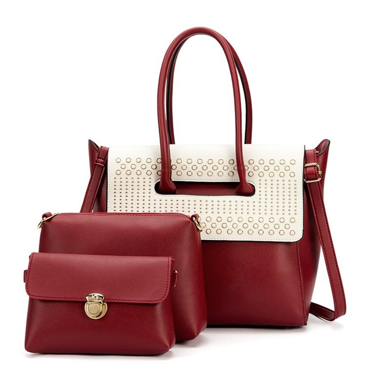 Conjunto De Bolsa De Patchwork De Pu De Primavera