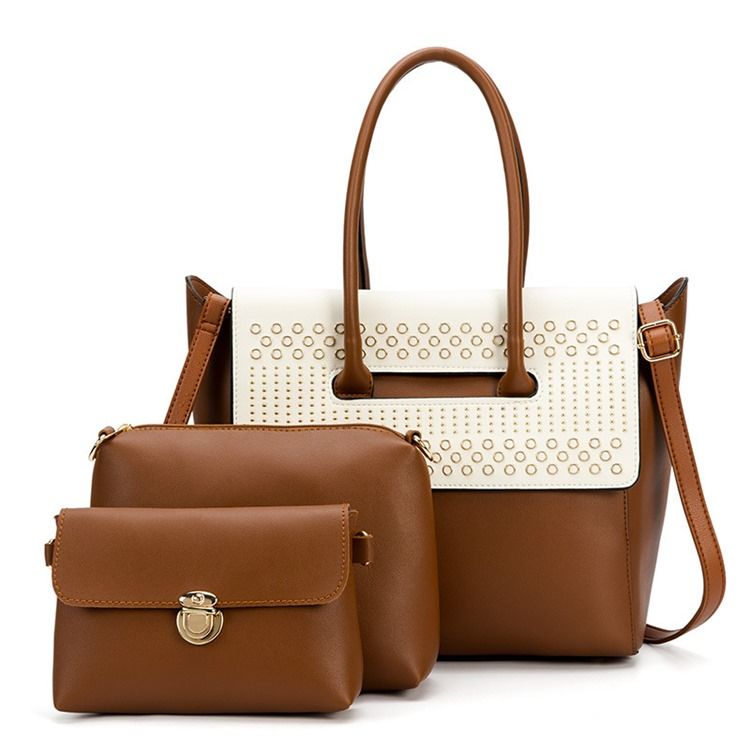Conjunto De Bolsa De Patchwork De Pu De Primavera