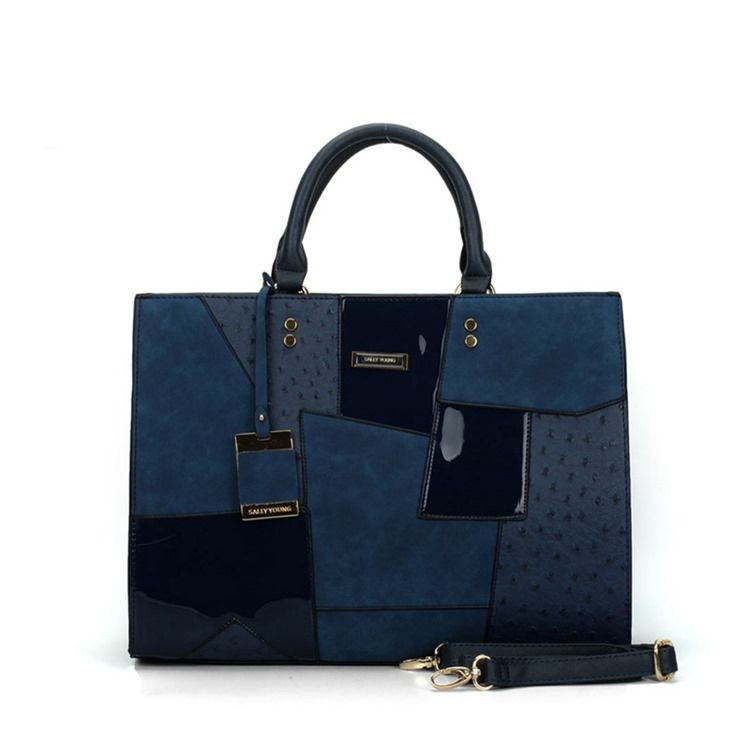 Moda Patchwork Color Block Zipper Handbag