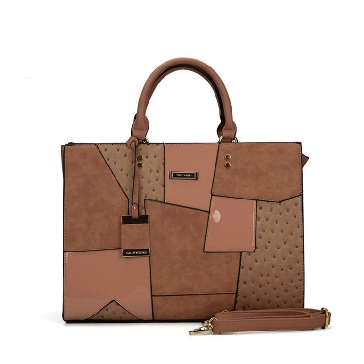 Moda Patchwork Color Block Zipper Handbag