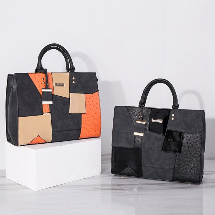 Moda Patchwork Color Block Zipper Handbag