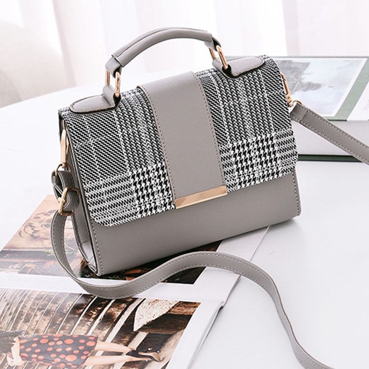 Sacolas Quadradas Houndstooth Em Pu Bloco De Cores