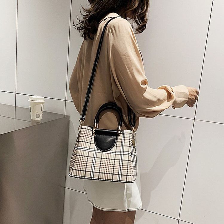 Sacolas Retangulares Com Zíper Em Plaid Plaid