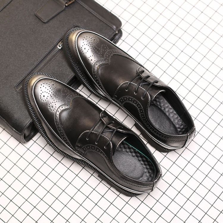 Bloco De Cor Pu Com Cordões De Dedo Do Pé Apontado Para Homens Oxfords