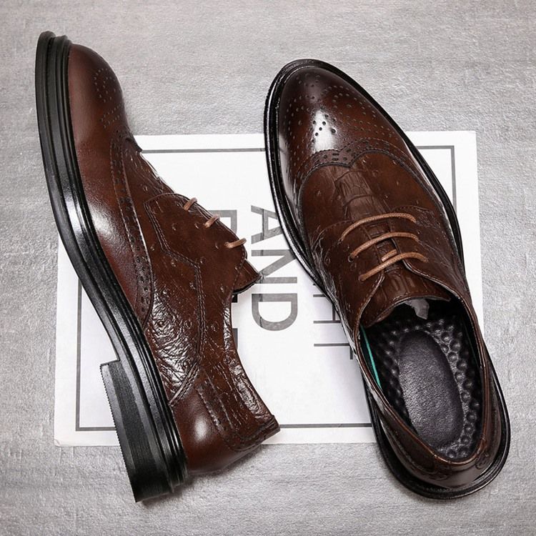 Liso Lace-up Low-cut Superior Round Toe Masculino Oxfords