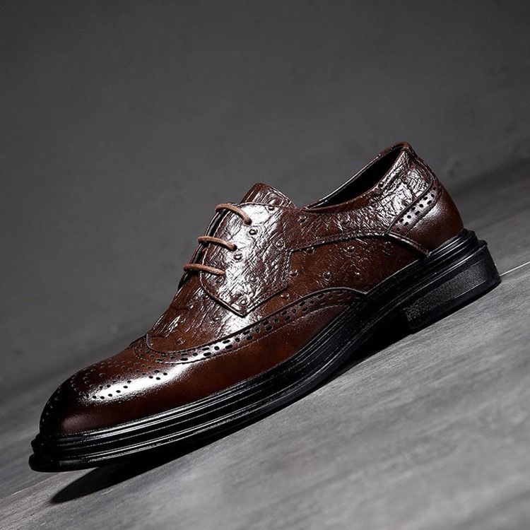 Liso Lace-up Low-cut Superior Round Toe Masculino Oxfords