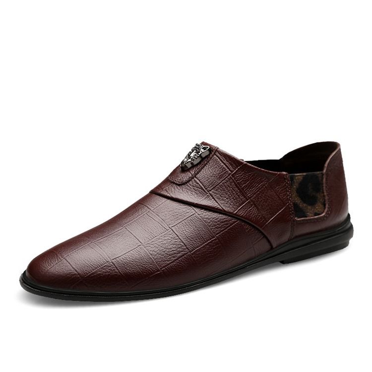 Oxfords De Couro De Corte Baixo Liso Masculino