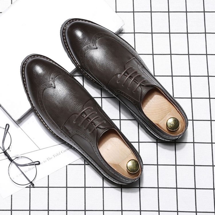 Oxfords Masculinos De Dedo Do Pé Pontiagudo Liso Com Cordões