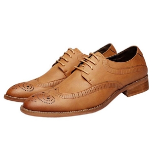 Oxfords Masculinos De Salto Liso Com Cadarço