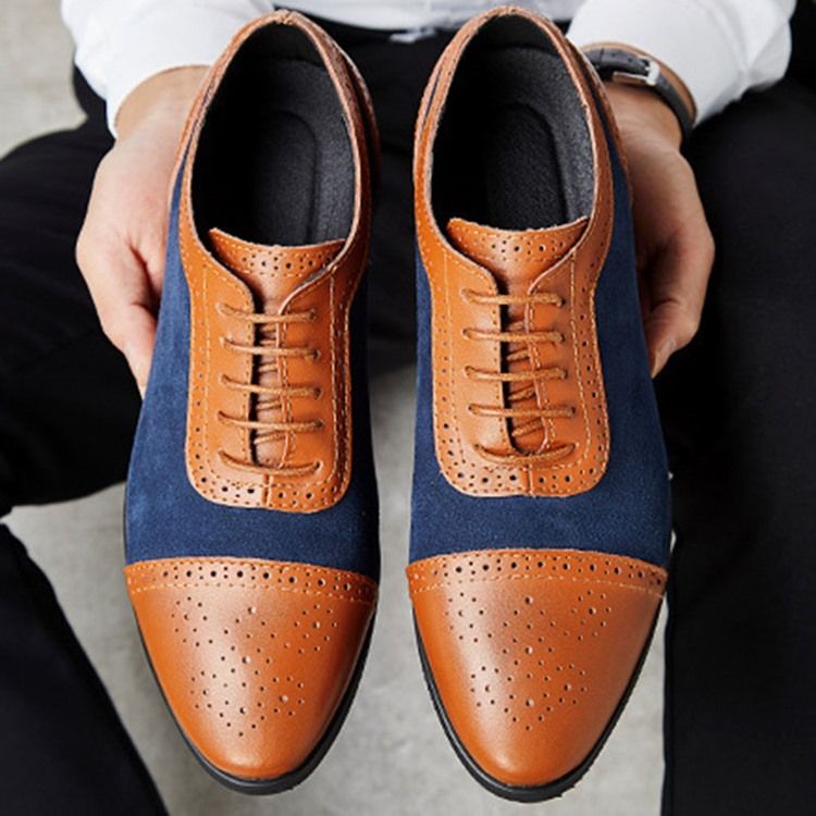 Patchwork Decotado Superior Com Cordões Oxfords Masculinos