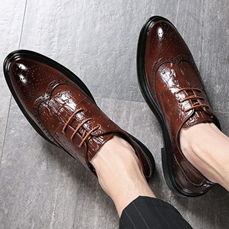 Pu Lace-up Toe Redondo Masculino Oxfords