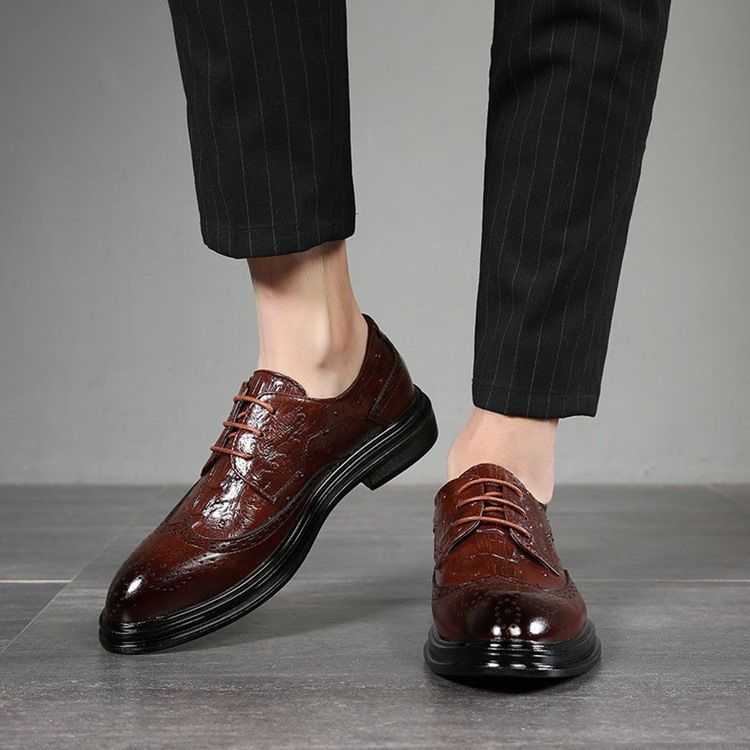 Pu Lace-up Toe Redondo Masculino Oxfords