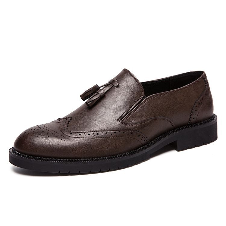 Pu Redondo Dedo Do Pé Redondo Deslizar Em Sapatos Masculinos