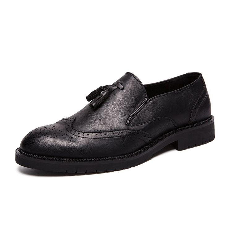 Pu Redondo Dedo Do Pé Redondo Deslizar Em Sapatos Masculinos