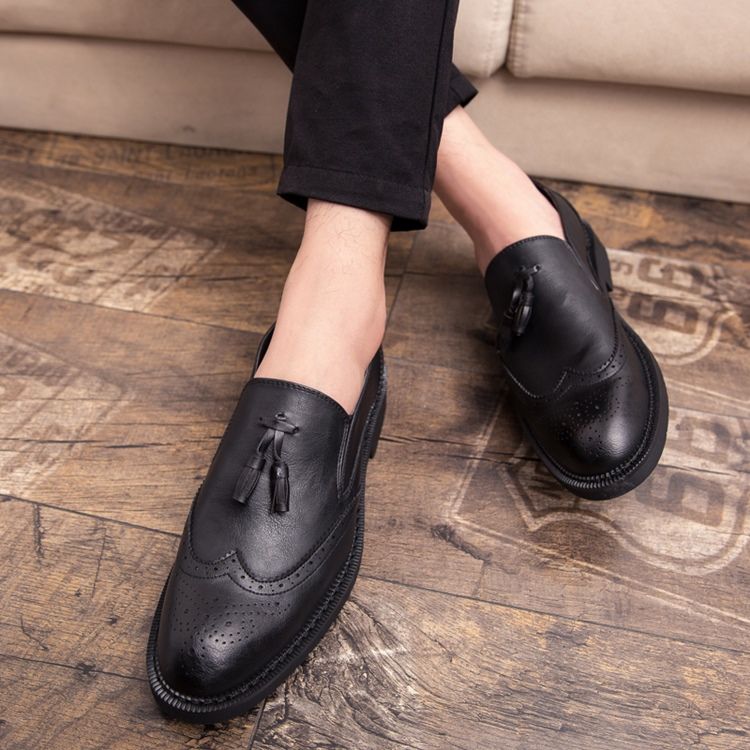 Pu Redondo Dedo Do Pé Redondo Deslizar Em Sapatos Masculinos