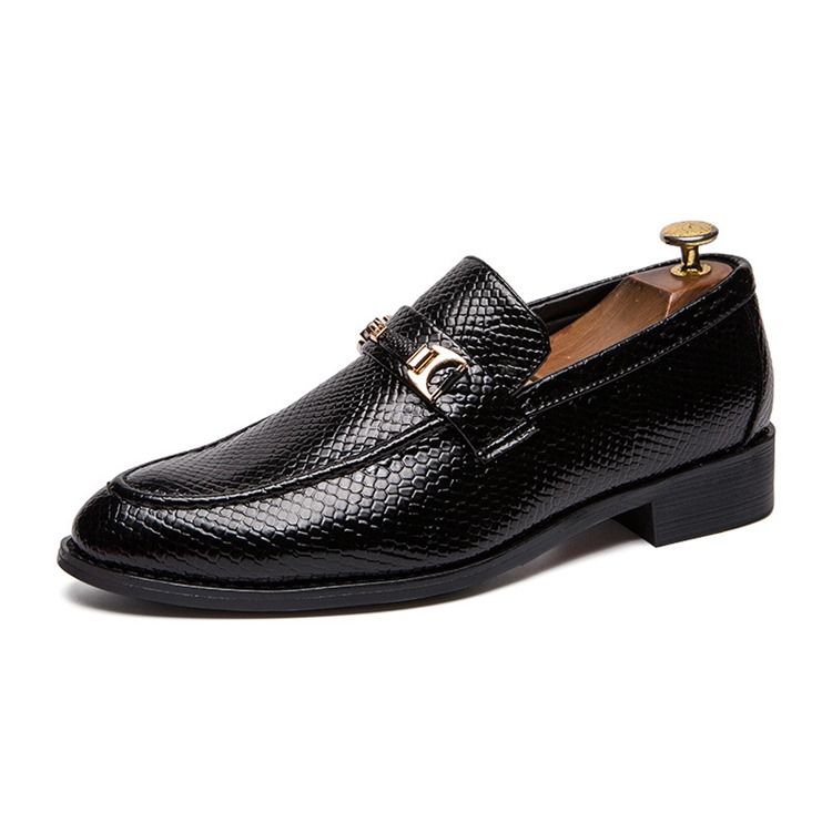 Pu Serpentine Toe Redondo Masculino Sapatos