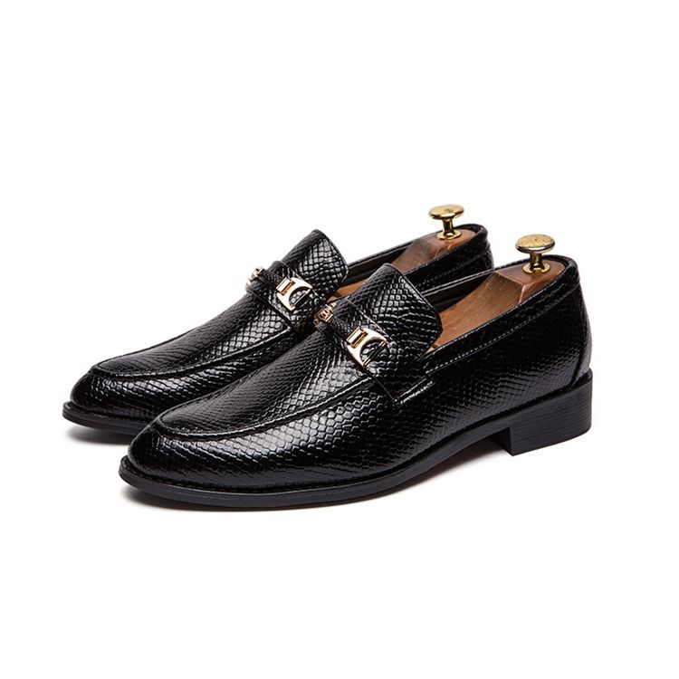 Pu Serpentine Toe Redondo Masculino Sapatos