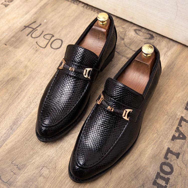 Pu Serpentine Toe Redondo Masculino Sapatos