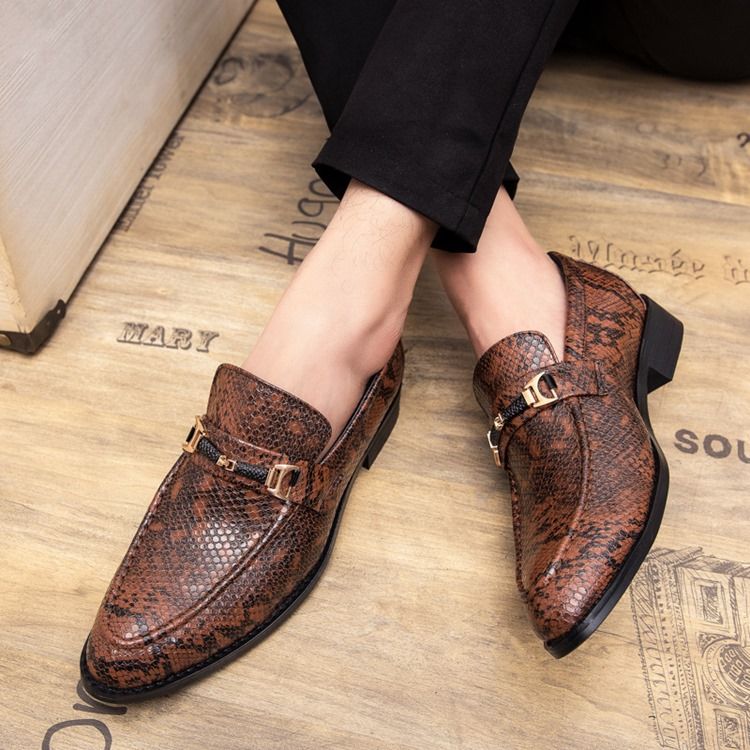 Pu Serpentine Toe Redondo Masculino Sapatos