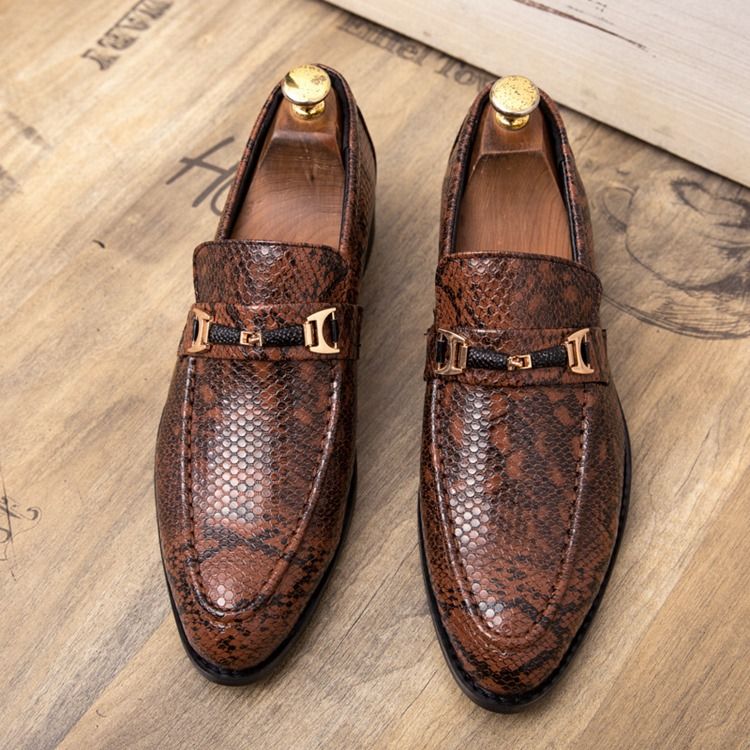 Pu Serpentine Toe Redondo Masculino Sapatos