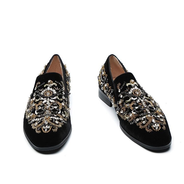 Rhinestone Round Toe Masculino Oxfords