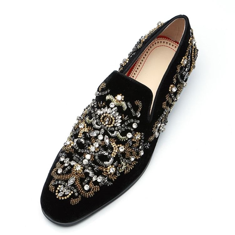 Rhinestone Round Toe Masculino Oxfords