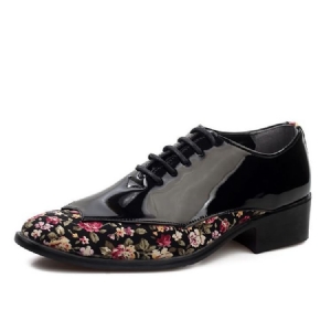 Sapatos Elegantes Masculinos Com Corte Decotado Em Patchwork Floral