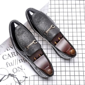 Sapatos Masculinos De Couro Pu Liso E Decotado Superior