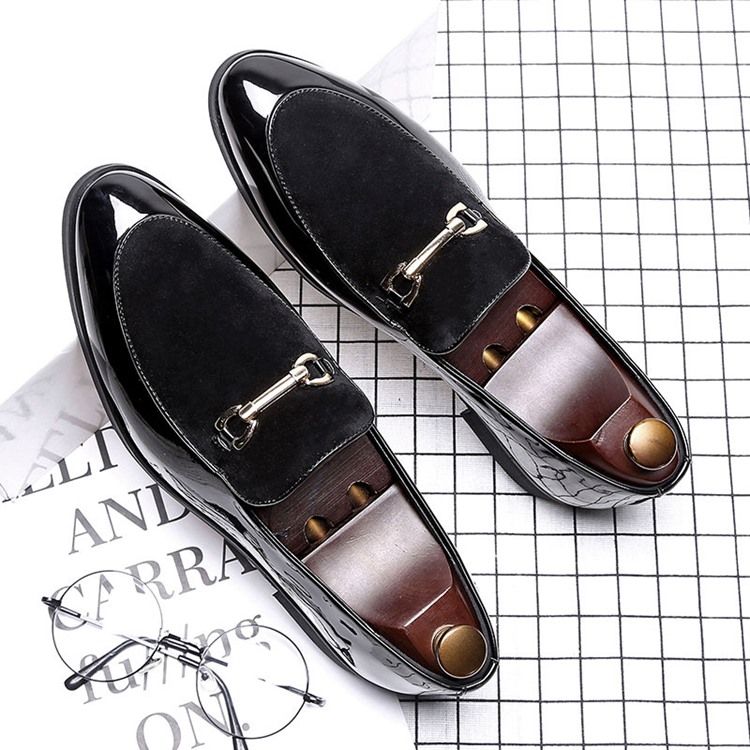 Sapatos Masculinos De Couro Pu Liso E Decotado Superior