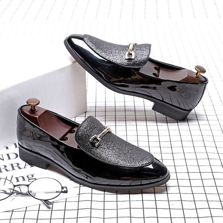 Sapatos Masculinos De Couro Pu Liso E Decotado Superior
