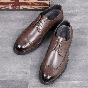 Sapatos Masculinos De Salto Liso Com Cordões