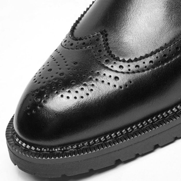 Sapatos Masculinos De Salto Liso Com Cordões